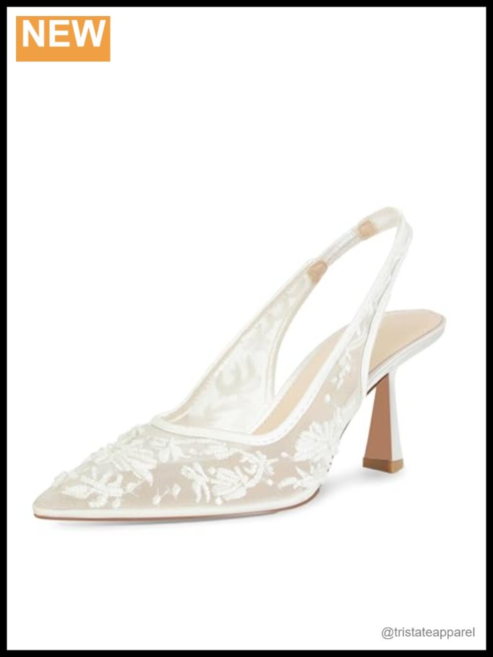 ZJGZF Lace Mesh Slingback Heels Womens Embroidered Kitten Heels Bridal Shoes